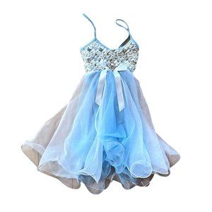 Costume Gallery 14229 Blue White Lyrical Ballet Leotard Dress Costume